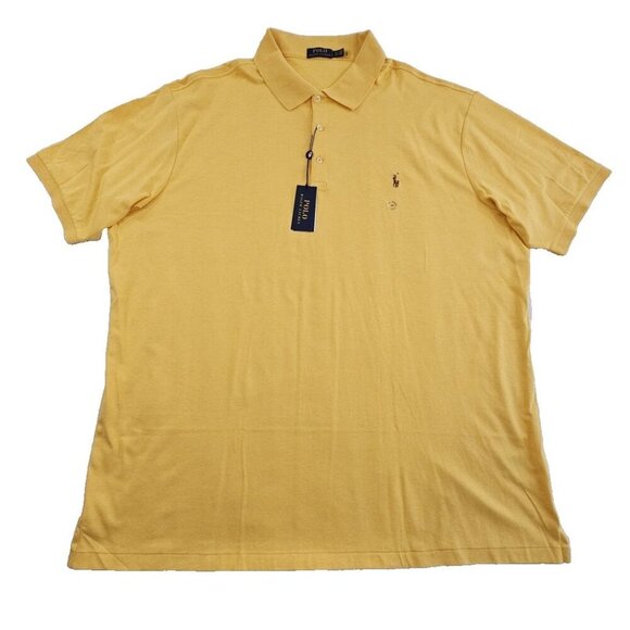 Polo Ralph Lauren 100% Cotton Polo Shirt Men's 4XLT Yellow NEW Flesh Pony NWT - Picture 1 of 16